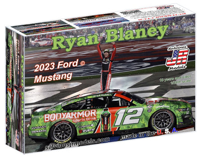 Salvinos JR Models 1/24 Team Penske 2023 Ryan Blaney Ford Mustang "600" Winner Model Kit