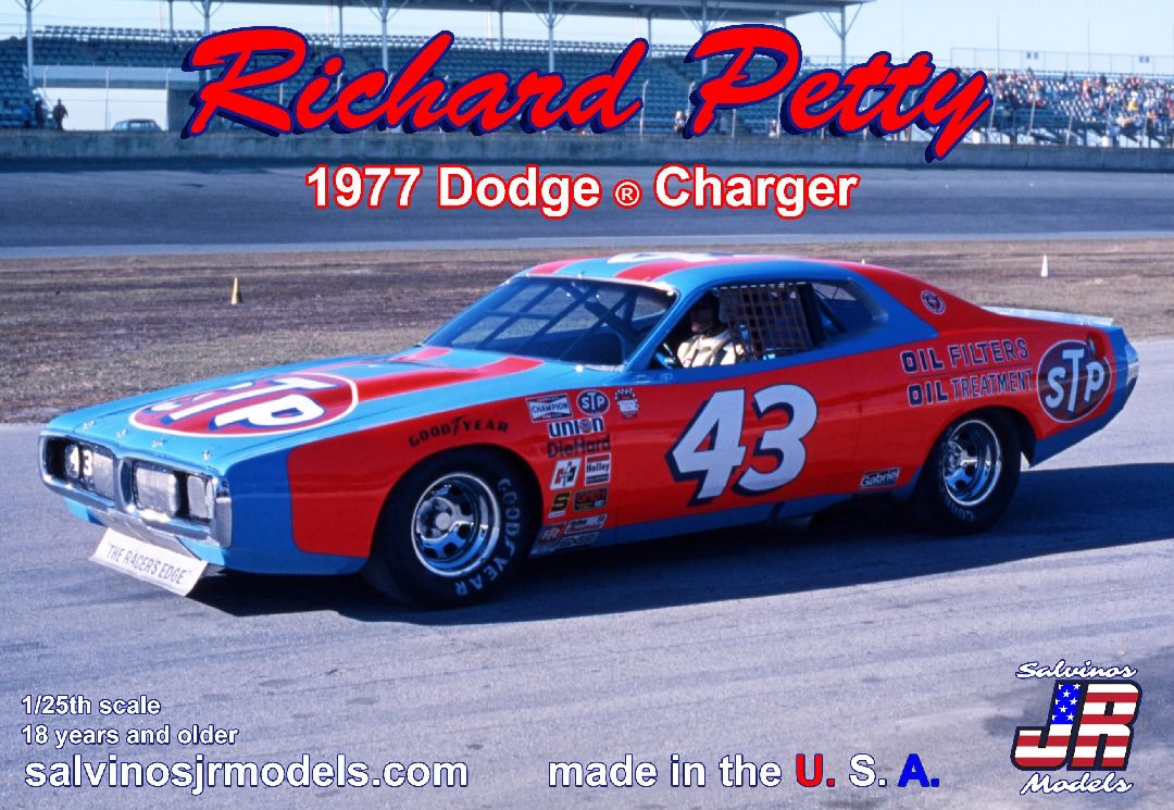 Salvinos JR Models 1/25 Richard Petty 1977 Dodge Charger Model Kit