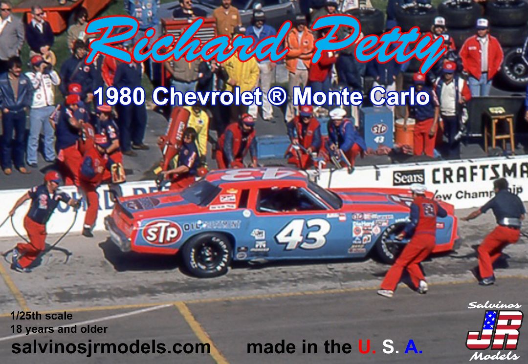 Salvinos JR Models 1/25 Richard Petty Racing 1980 Chevrolet Monte Carlo Reverse Paint Model Kit