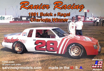 Salvinos JR Models 1/24 Rainer Racing 1981 Buick Charlotte Winner Driven by Bobby Allison Model Kit