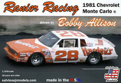 Salvinos JR Models 1/24 Ranier Racing 1981 Monte Carlo Driven by Bobby Allison Model Kit