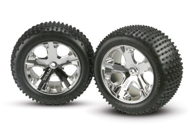 Traxxas Tires & wheels, assembled, glued (2.8") (All-Star chrome wheels, Alias tires, foam inserts) (electric rear)