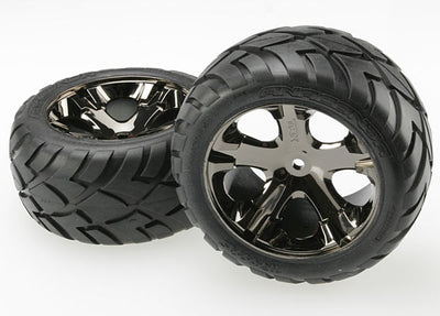 Traxxas Anaconda Rear Tires w/All-Star Wheels (2) (Black Chrome) (Standard)