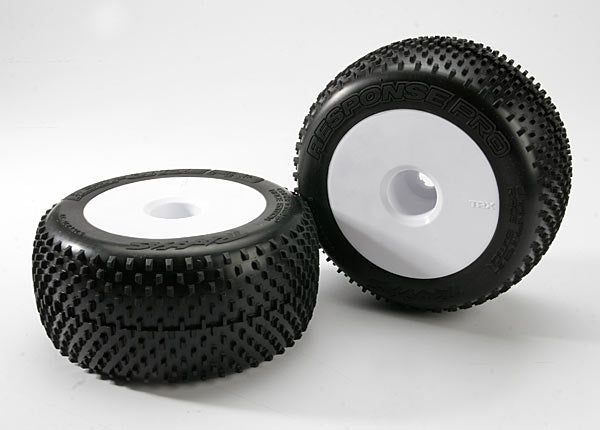 Traxxas Tires & Wheels, Assembled, Glued (White Dished 3.8" Wheels, Response Pro Tires, Foam Inserts) (2) (Use With 17mm Splined Wheel Hubs And Wheel Nuts, Part #5353x)