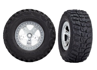 Traxxas Tires & wheels, assembled, glued (SCT satin chrome, beadlock style wheels, Kumho tires, foam inserts) (2) (4WD front/rear, 2WD rear)