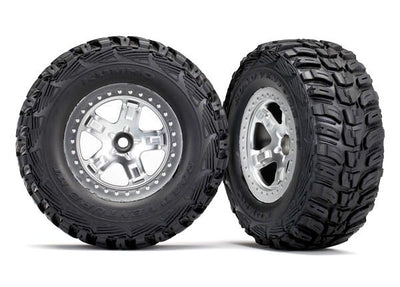 Traxxas Tires & wheels, assembled, glued (SCT satin chrome, beadlock style wheels, Kumho tires, foam inserts) (2) (2WD front)