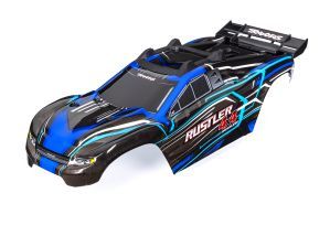 Traxxas Body Rustler 4X4 Blue (Painted Decals Applied) (Assembled With Front & Rear Body Mounts And Rear Body Support For Clipless Mounting)