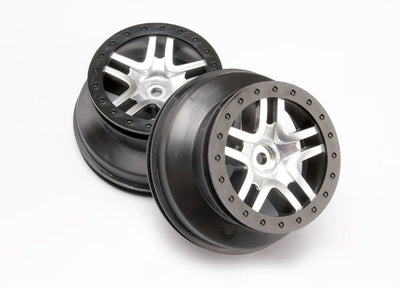 Traxxas Dual Profile Split-Spoke SCT Wheels (Satin Chrome/Black-2) (Slash Rear)