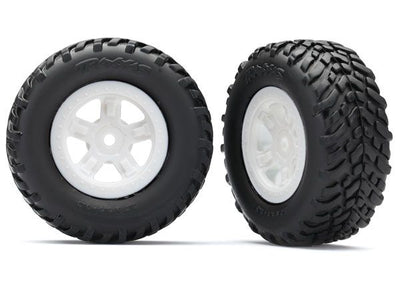 Traxxas Tires and wheels, assembled, glued (SCT white wheels, SCT off-road racing tires) (1 each, right & left)