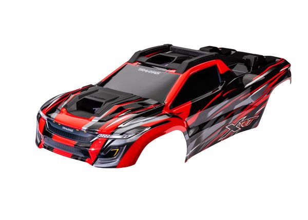 Traxxas Body, XRT, Red (Painted, Decals Applied) (Assembled With Front & Rear Body Supports For Clipless Mounting, Roof & Hood Skid Pads)