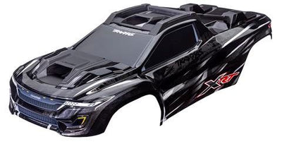 Traxxas Body, XRT Black (Painted, Decals Applied) (Assembled with Front & Rear Body Supports for Clipless Mounting, Roof & Hood Skid Pads)