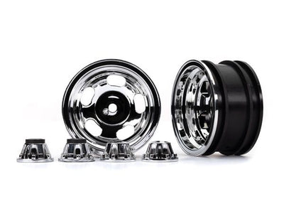 Traxxas Wheels, 2.2" Chrome (2)/ Center Caps (2) (Requires #8255A Extended Thread Stub Axle)