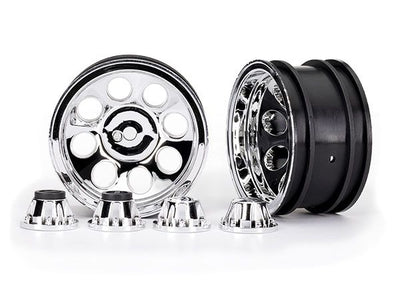 Traxxas 2.2" Wheels Classic Chrome (2)/ Center Caps (Front (2), Rear (2) (Requires #8255A Extended Thread Stub Axle)