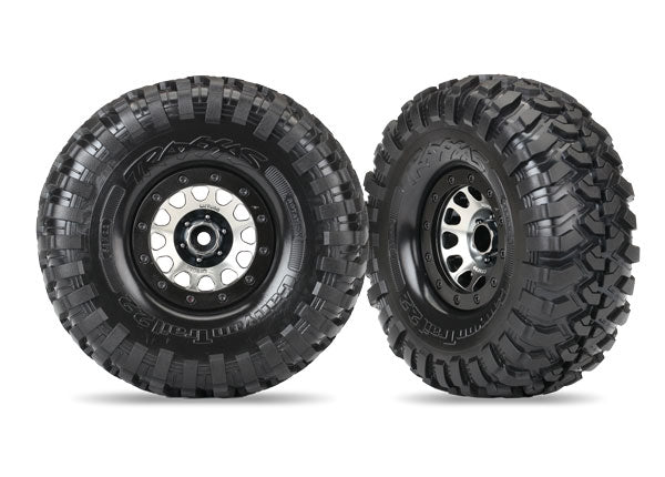 Traxxas Tires and wheels, assembled (Method 105 black chrome beadlock wheels, Canyon Trail 2.2" tires, foam inserts) (1 left, 1 right)