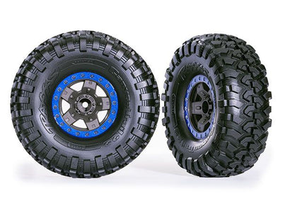 Traxxas Tires & Wheels, Assembled, Glued (TRX-4 Sport 2.2" Gray, Blue Beadlock Style Wheels, Canyon Trail 5.3x2.2" Tires) (2)