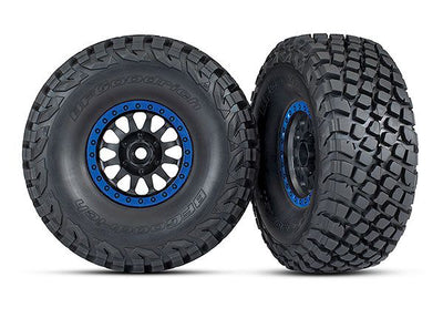 Traxxas Tires and wheels, assembled, glued (Method Racing wheels, black with blue beadlock, BFGoodrich Baja KR3 tires) (2)