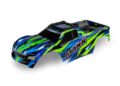 Traxxas Body, Maxx V2, green (painted, decals applied) (fits Maxx V2 with extended chassis (352mm wheelbase))