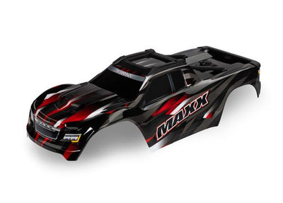 Traxxas Body, Maxx V2, red (painted, decals applied) (fits Maxx V2 with extended chassis (352mm wheelbase))