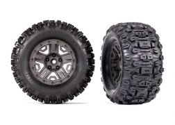 Traxxas Tires & Wheels Assembled Glued (Charcoal Gray 2.8" Wheels Sledgehammer Tires Foam Inserts) (2) (TSM Rated)