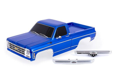 Traxxas Body Chevrolet K10 Truck (1979) Complete, Blue (Painted) (Includes Grille, Side Mirrors, Door Handles, Windshield Wipers, & Clipless Mounting) (Requires TRA9288 Inner Fenders)