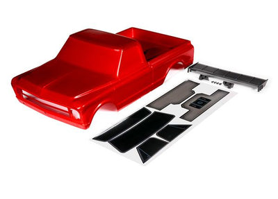 Traxxas Body, Chevrolet C10 (red) (includes wing & decals) (requires #9415 series body accessories to complete body)