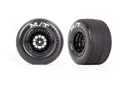 Traxxas Tires & wheels, assembled, glued (Weld gloss black wheels, tires, foam inserts) (rear) (2)