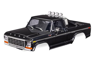 Traxxas Body, Ford F-150 Truck (1979), complete, black (includes grille, side mirrors, door handles, roll bar, windshield wipers, side trim, & clipless mounting) (requires #9834 front & rear bumpers)