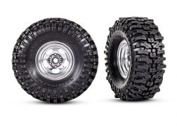 Traxxas Tires & Wheels, Assembled (1.0" Satin Chrome Wheels, Mickey Thompson Baja Pro Xs 2.4x1.0" tires) (2)