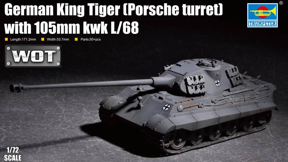 Trumpeter 1/72 German King Tiger (Porsche turret) with 105mm kWh L/68