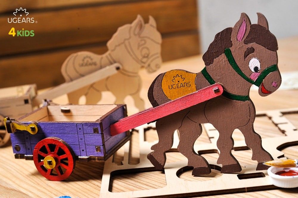 UGears Donkey 3D-puzzle Coloring Model - 23 Pieces