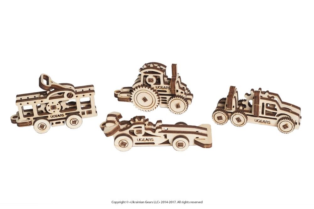 UGears U-Fidget Vehicles (4 models) - 14 Pieces (Easy)